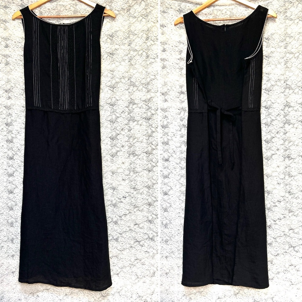 Vintage Indian Linen Karavan Black maxi dress size XL